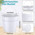 Rtteri 24 Pcs Small Metal Buckets with Handle Mini Buckets Bulk for Easter Party Favors Classroom Pencil Holder Flower Pot Plant Basket for Crafts DIY Projects, 6 x 5 Inch(White)
