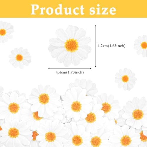 40Pcs Daisy Cake Decorations Edible Flower Cupcake Toppers Wafer Paper Edible Cake Decor White Daisy Flower Cupcake Picks for Birthday Wedding Bridal Baby Shower Party Decoration Supplies