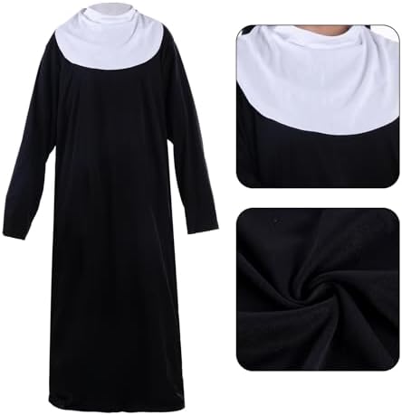 Nun Costumes for Women - Nun Outfit with Headpiece for Cosplay & Party Dress Up (2 Pcs)
