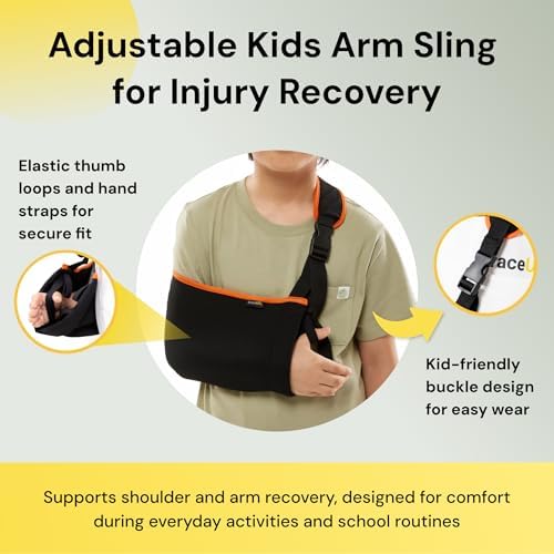 BraceUP Arm Sling for Kids - Comfortable Adjustable Support for Children, Arm Support, Easy On/Off Design (3.5-5 feet tall)
