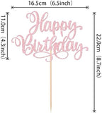 1 PCS Happy Birthday Cake Topper Glitter Happy Birthday Cake Pick Bunting Decor for Anniversary Celebrating Happy Birthday Party Cake Decorations Supplies Light Pink