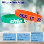 10-5000 Pcs Custom Rubber Bracelet Bulk - Personalized Silicone Wristbands with Debossed Text/Icon - Customizable Silicone Bracelets for Motivational, Fundraising, Events, Promotions, Gifts, Awareness