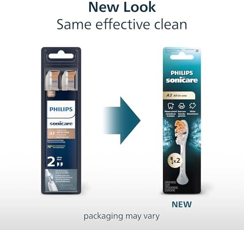 Philips Sonicare A3 All-in-One - Genuine Replacement Electric Toothbrush Heads, White, 2 Pack, HX9092/77