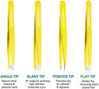 Eyebrows Tweezers Set, 4Pcs Stainless Steel Tweezers for Women with Travel Case, Great Precision for Ingrown Hair, Facial Hair and Splinter Removal
