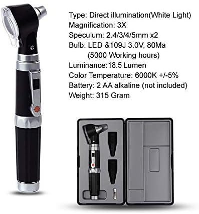 Mini Ear Otoscope, Bysameyee Magnification Diagnostic Ear Scope with LED Direct Illumination Light, Ear Healthy Tool for Doctors Nurses Adults Kids Baby Elder Pets Animals