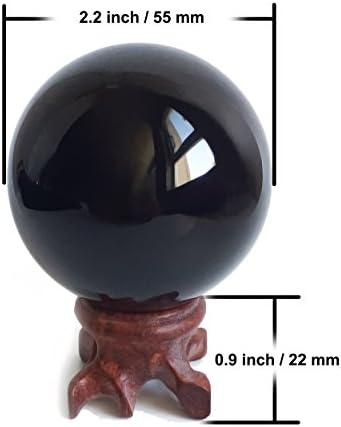 Mina Heal Obsidian Crystal Ball for Fengshui Ball, Meditation, Crystal Healing, Divination Sphere, Home Decoration, 100% Natural and Genuine