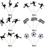 24 Pack Soccer Cupcake Toppers Glitter Soccer Ball Cupcake Picks Sport Football Theme Birthday Party Baby Shower Cupcake Decorations Kids Boys Men Birthday Party Favors Supplies