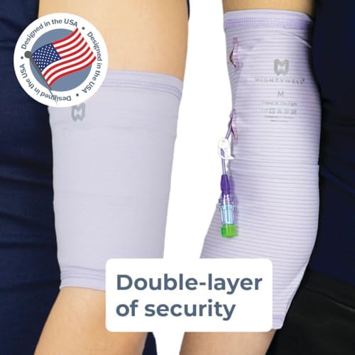 Mighty Well PICCPerfect PICC Line Cover: Soft Touch Double Layer PICC Line Arm Cover | Solid Slate, Large