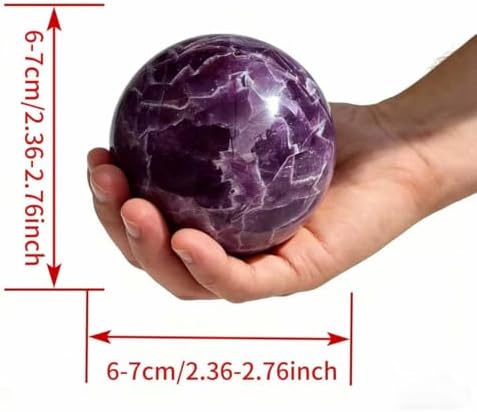 AierCrystal Natural Stone Crystal Sphere Feng Shui Home Decoration Ball Positive Energy Scrying Orb for Meditation Tool for Spiritual Space Purification Globe Diameter6-7cm Amethyst Sphere
