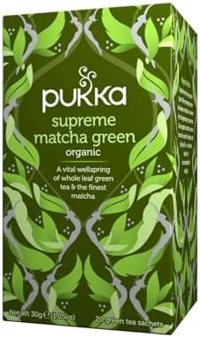 Pukka Supreme Matcha Green, Organic Herbal Tea, 20 individually wrapped Tea Bags (Pack of 6)