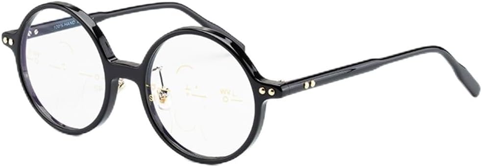 SFIVE Progressive MultiFocal Reading Glasses, Retro Round Readers Glasses Tortoiseshell, Resin Lenses Reading Glasses Unisex (Color : Black, Size : +2.5)