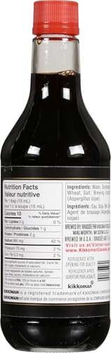 Kikkoman Soy Sauce – Traditionally Brewed, Healthy and Authentic, Gluten-Free, Pleasant Smell, Ideal for Seasoning Different Cuisines – 20 Oz, Pack of 1