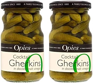 Opies Cocktail Gherkins in Distilled Malt Vinegar (227g) - Pack of 2