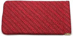 Calabria Squeeze Top Eyeglass Case Soft Faux Leather Red 3 Pack Women Braided Pattern Cute Eye Glasses Holder Sunglass Pouch