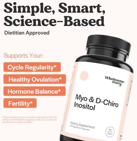 Wholesome Story Myo-Inositol & D-Chiro Inositol Supplement for Women | Fertility Supplements for Hormonal Balance & Ovarian Health Support | Myoinositol | Ideal 40:1 Ratio | 30 Servings