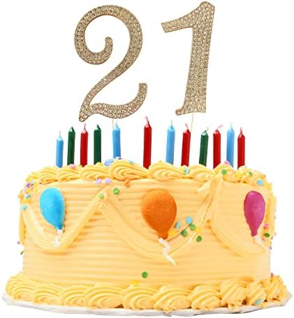 Large Number 2 Cake Topper Gold Rhinestone Number Cake Toppers 2nd Birthday Cake Topper, Anniversary Cake Toppers, 16 18 21 30 40 50 60 70 80 90 Birthday Anniversary Cake Decorations (2, Glod)