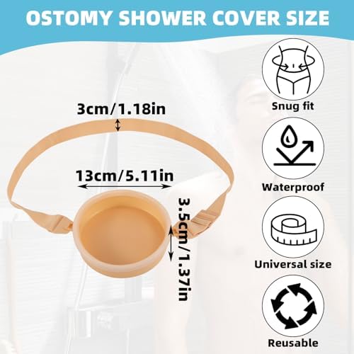 JFHNMLW Ostomy Shower Cover, Stoma Ostomy Waterproof Bath Cover for Ostomy, Colostomy, Ileostomy Shower Wound Protector Ostomy Supplies