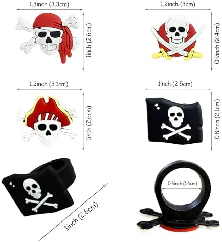 24 PCS Pirate Rings Cupcake Toppers Durable PVC Skull Cake Topper Pirate Birthday Party Decorations for Nautical Theme Baby Shower Kids Boys Men Birthday Party Cake Decorations Supplies