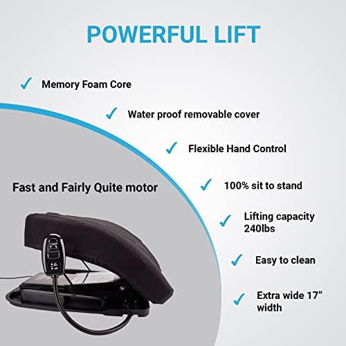 Premium Electric Lifting Cushion v2 by SB. Powerful Motor to Assist in Standing - Chair Lift Device – Easy Setup, Simple to Use - Power Seat for 100% Sit-to-Stand Lift Supports up to 240 lbs