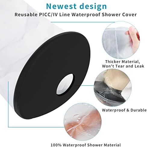 SUPERNIGHT Waterproof Cast Cover for Shower Arm, PICC Line Covers for Upper Arm, Adult Reusable Watertight Wound Bandage Sleeve Protector for Elbow