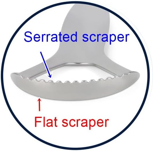 Deep Clean Tongue Scraper- Double-Ended - Flat + Serrated Edge Design, (2pk) Stainless Steel, by Amazing Oralcare