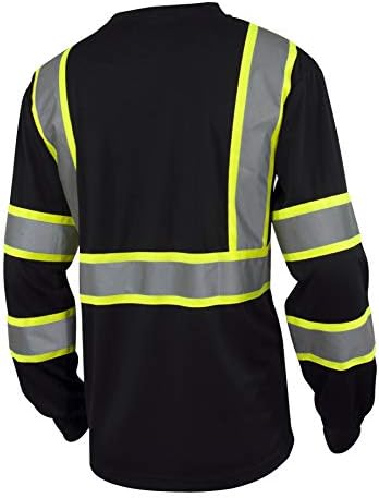 L&M Hi Vis Class 3 T Shirt Reflective Safety Black Short Long Sleeve HIGH Visibility 39 55