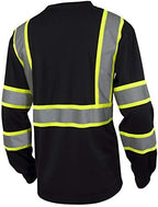 L&M Hi Vis Class 3 T Shirt Reflective Safety Black Short Long Sleeve HIGH Visibility 39 55