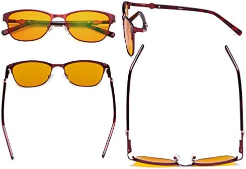 Eyekepper Ladies Blue Light Blocking Glasses with Orange Tinted Filter Lens for Sleeping - Stylish Cateye Computer Eyeglasses Women - Red