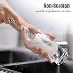 ALINK 6-Pack Sponge Bottle Dish Brush with Handle, Non-Scratch Washing Scrubber Cleaner for Wine/Whiskey Glass, Cups, Tumblers with 3 Refill Heads and 2 Straw Brush
