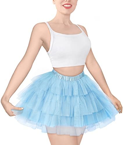 Littleforbig Women's Mesh Tulle Puffy Petticoat Tutu Ballet Bubble Short Ballerina Skirt