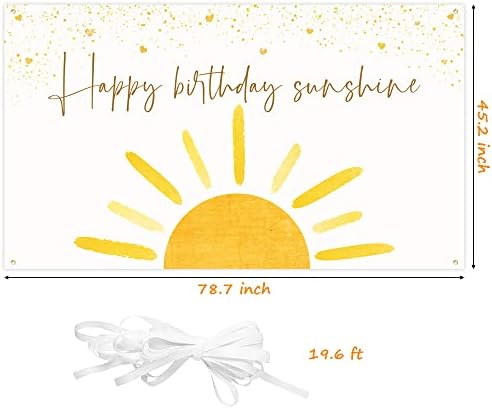 Boho Sun Happy Birthday Sunshine Backdrop Banner First Trip Around the Sun Wall Hanging Decor Muted Sunrise Theme Birthday Party Photography Background Decoration Supplies for Boys Girls