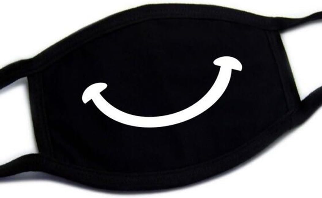 2 Pack Outdoor Protective Cartoon Funny Teeth Cotton Face Mouth Mask Suitable for Adults (2, Black14)