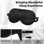 Silk Sleep Eye Mask for Kids, 100% Real Natural Pure Silk Sleeping Masks, Blindfold Sleep Eye Cover with Adjustable Strap, Soft & Lightweight Night Eyeshade for Boys Girls Teens (Black)