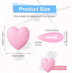 10 Pairs Heart Eyeglass Ear Grip Silicone Anti Slip Eyewear Retainer Eyeglasses Stopper for Ear Hooks Holder Sunglasses Soft Temple Tips Stopper for Adults (Pink)
