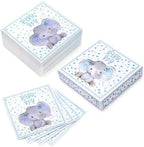 WRAPAHOLIC 50Pcs Boys Baby Shower Napkins - 3 Ply Adorable Blue Elephant Baby Boy Disposable Paper Luncheon Napkin for Baby Shower Tableware Party Supplies - 6.5 x 6.5 In