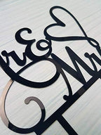 Mr and Mrs Cake Topper, Bride and Groom Sign Wedding/Engagement Cake Toppers Decoration, Black Acrylic