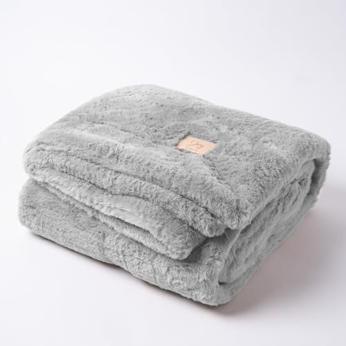 Joy Blankets Luxury Faux Fur Baby Blanket – Premium Non-Toxic Gift for Newborn & Toddler – Oeko-TEX Certified, Shed-Free, Machine Washable 30"x36" (Pacific Fog Grey)