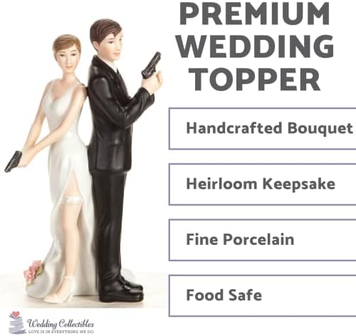 Wedding Collectibles Personalized Super Sexy Spy Wedding Bride and Groom Cake Topper Figurine: Custom Hair Color Available