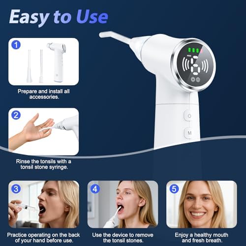 Upgraded Electric Tonsil Stone Remover – High-Precision & Painless Cleaning, Food-Grade Material, 6 Suction Levels | Tonsil Stone Removal Kit with LED Light, Oral Protection & 11 Attachments