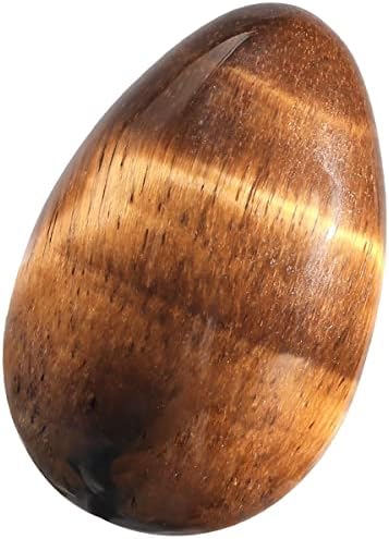 Nupuyai Pack of 5 Polished Healing Worry Stone Crystal Egg Decor, Puff Oval Pocket Palm Stones Kit for Meditation Relaxation Reiki Balancing, Tiger's Eye Stone