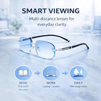 Clarity Blue Glasses, Self Adjusting Reading Glasses, Blue Light Blocking Glasses for Men Women, Case & Cloth Included