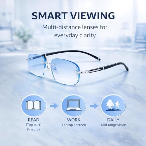Clarity Blue Glasses, Self Adjusting Reading Glasses, Blue Light Blocking Glasses for Men Women, Case & Cloth Included