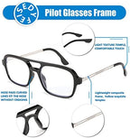 FEISEDY Retro Square Blue Light Blocking Reading Glasses for Women Men 70s Flat Aviator Glasses Anti-Fatigue Reader B2993