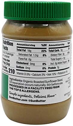 SunButter Organic Sunflower Seed Butter, 16 oz Nut-Free Spread with 7g Plant-Based Protein, Roasted Rich & Savory Flavor, Smooth Texture | Vegan, Kosher & Non-GMO