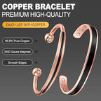BioMag 2Pcs Copper Bracelets for Women Men, 99.9% Pure Copper Magnetic Bracelet Cuff Bangle with 8Pcs Magnets, Adjustable Jewelry Gifts