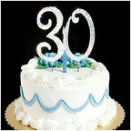 Scotamalone 30 Cake Topper Silver Premium Bling Rhinestone Diamond Gems 30th Birthday or Anniversary Party Decoration Ideas