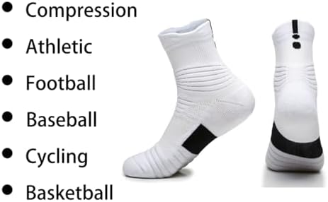 3 Pack Compression Basketball Socks Performance Cushioned Athletic Crew Sports Running Cycling Sock