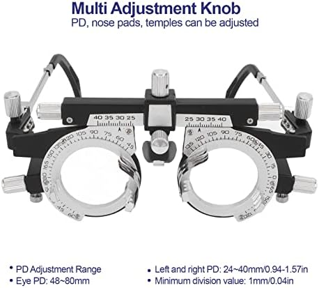 Optical Trial Lens Frame, Adjustable PD Alloy Frame, Lightweight Design for Ophthalmology, School Health Care, Optometry Testing