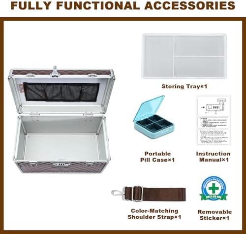 Storage Lock Box with Combination Lock, Lockable Medicine Storage Box, Empty First Aid Box, Security Lock Box, Multipurpose Locking Box for Home and Outdoor Use (Coffee, X-Large)