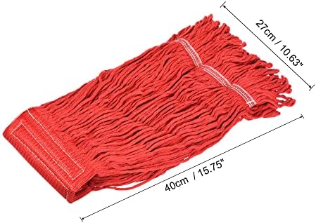 MECCANIXITY Commercial Mop Heads Replacement 40x27cm Cotton Yarn for Wet/Dry Mop Floor Cleaning Pads, Red Pack of 2